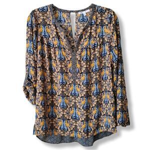 Daniel Rain DR2 Women Boho Floral Tunic Top M Colorful Classic Career Casual NEW